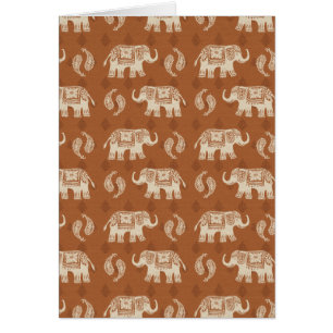 Motif orange de caravane d'éléphant