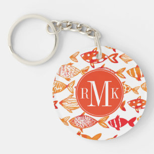 Motif orange lumineux de poissons d'aquarelle