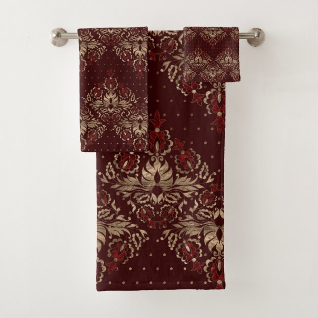 Motif oriental persan rouge-foncé et or (En situation)