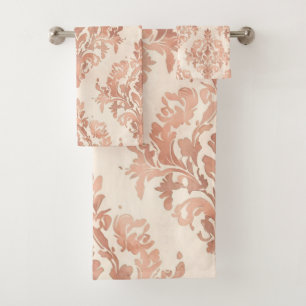Motif ornemental aquarelle damassé pêche chaud
