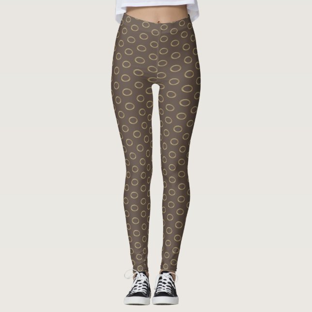 Motif ovale beige sur Leggings Brown (Devant)
