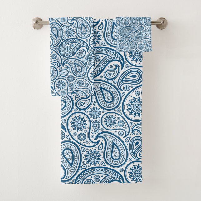 Motif paisley blanc un arrière - plan bleu (En situation)