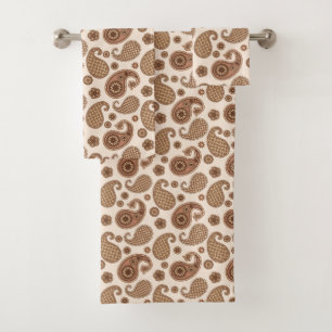 Motif Paisley, Chocolat Brown et Tan sur Beige