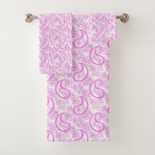 Motif paisley monochrome lilas rose blanc.