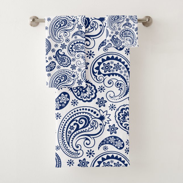 Motif paisley vintage blanc et bleu (En situation)