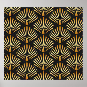 Motif paon d'or Art déco
