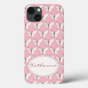 Motif papillon aquarelle   coque iphone rose