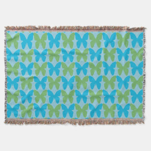 Motif papillon bleu et vert jettent la couverture