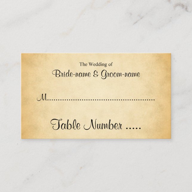 Motif Parchemin Design Mariage Cartes de Place (Devant)