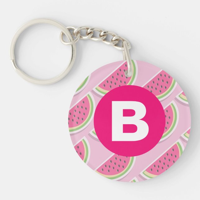 Motif Pastèque Rose Monogramme Cercle (Devant)
