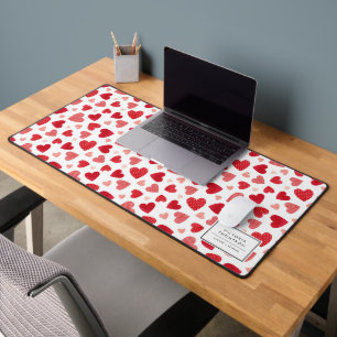 Motif Patchwork Cœurs Rouges Aquarelle
