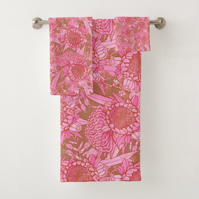 Motif Pink Australian Protea Et Waratah (En situation)