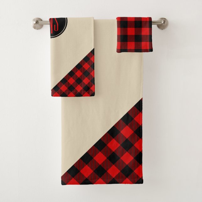 Motif Plaid de bison noir rouge (En situation)