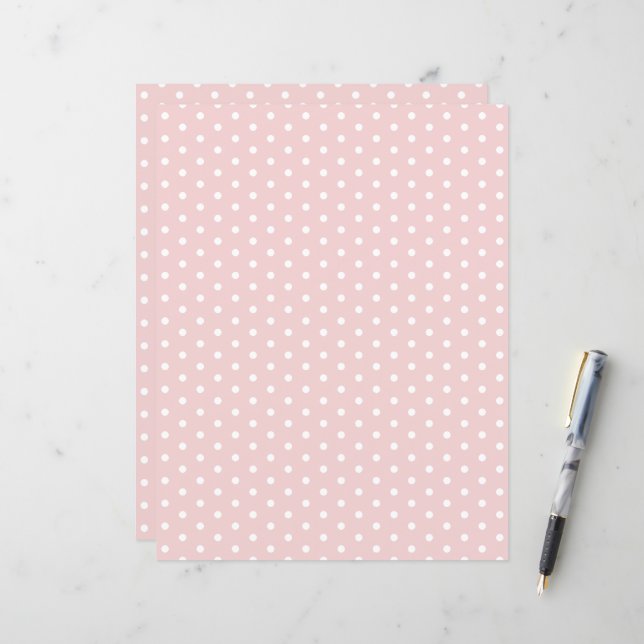 Motif pois Pastel Pink Scrapbook Papier (Devant/Arrière en situation)
