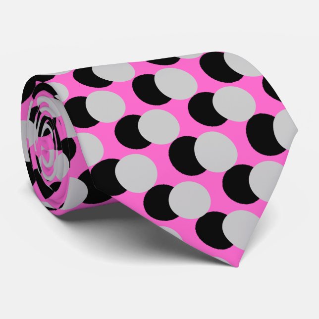 Motif Pois rose gris noir - Cravate (Roulé)