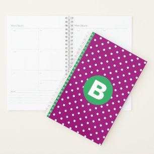 Motif pois violet monogramme vert