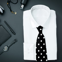 Motif Polka blanc classique sur Cravate noire