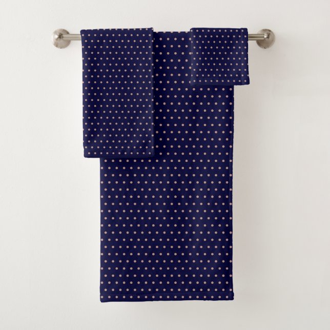 Motif Polka Dot Texté bleu marine et or Rose (En situation)