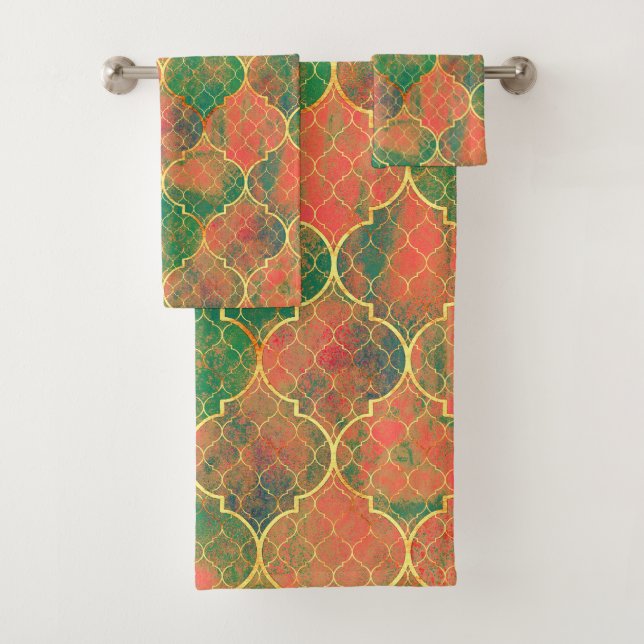Motif Quatrefoil couleur aquarelle (En situation)