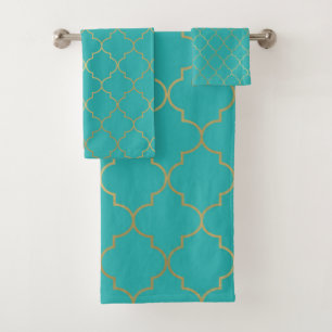 Motif Quatrefoil turquoise et Gold