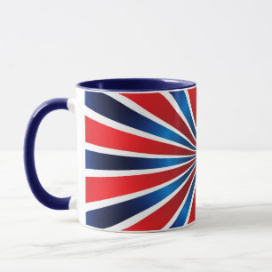 Motif radial Mug rouge blanc bleu