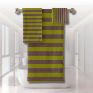 Motif rayé en chocolat brun et vert olive