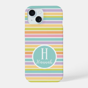 Motif rayé pastel personnalisé avec monogramme