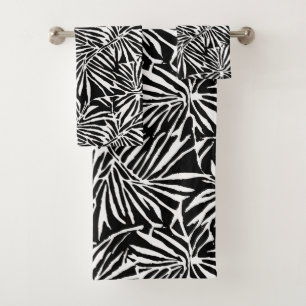 Motif Répétant à feuilles tropicales noires et bla