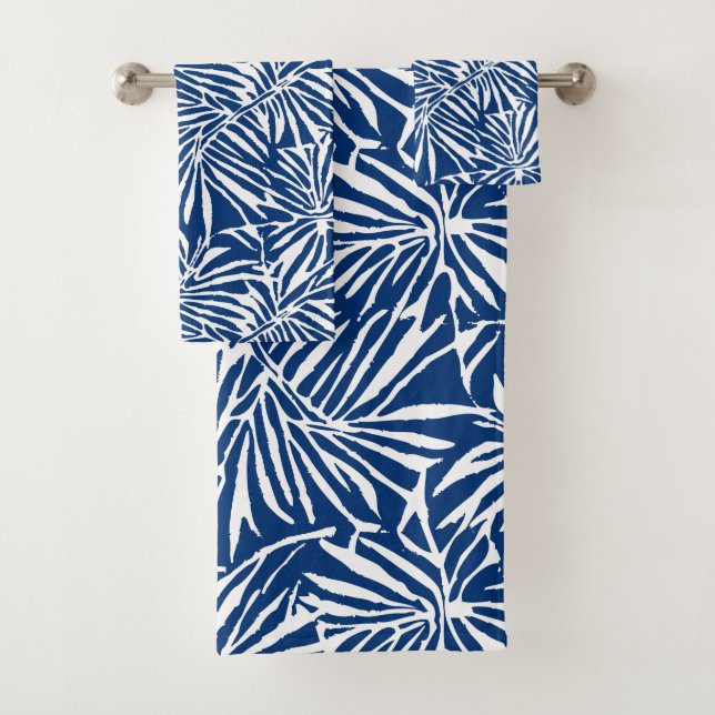 Motif Répétant de feuille tropicale blanche et ble (En situation)