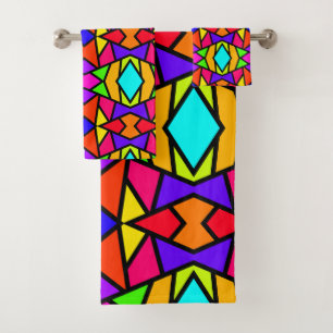 Motif Répété Géométrique Patchwork Couleurs Arc-en