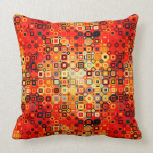 motif rétro orange brûlé lancer oreiller