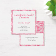 Motif rose avec Crochet blanc Carte de visite