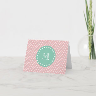 Motif rose Chevron Monogramme vert à la menthe