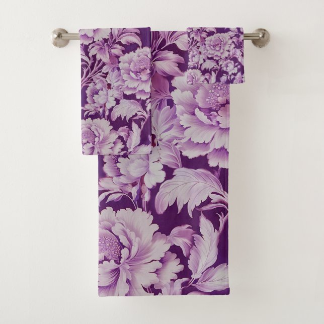 Motif rose de répétition blanc/violet pâle (En situation)