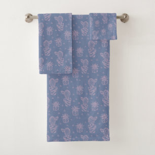 Motif rose et pourpre de cactus de bande dessinée