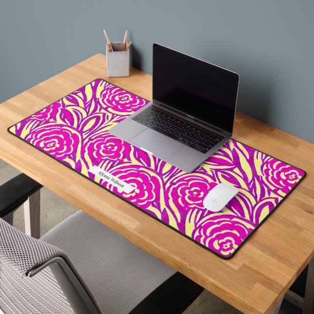 Motif Rose Hot Pink inspiré par l'aquarelle (Bureau 2)