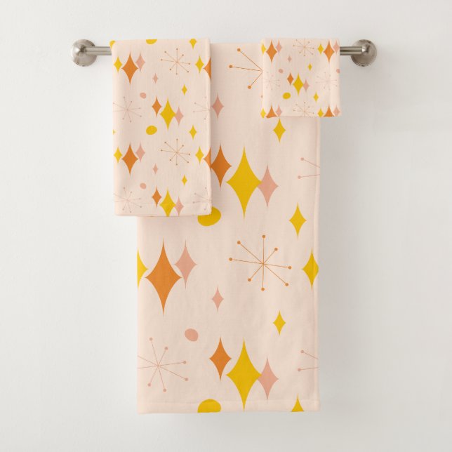 Motif rose, orange, jaune Starburst mi-siècle (En situation)