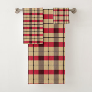 Motif rouge, beige et vert