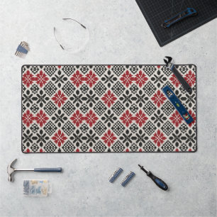 Motif rouge noir blanc géométrique folk