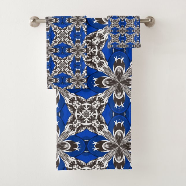Motif Royal Blue Grey et White Repeat Tile (En situation)
