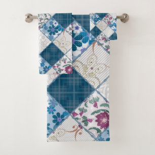 Motif rustique à la mode bleu de chiffons de tissu