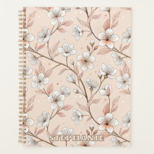 Motif Sakura en fleurs de cerisier rose sur rose (