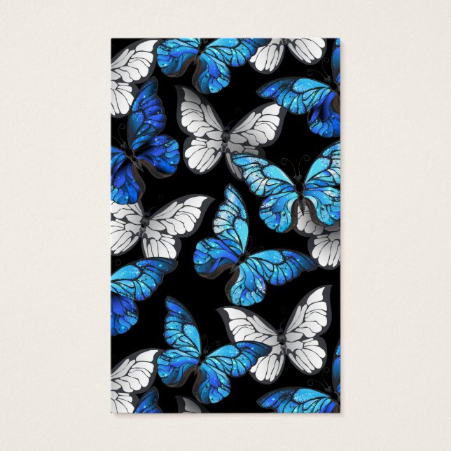 Motif sans couleur foncée avec papillons bleus Mor (Devant)