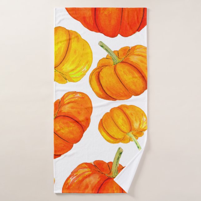 Motif sans couture avec aquarelle dessinée orange  (Serviette de bain)