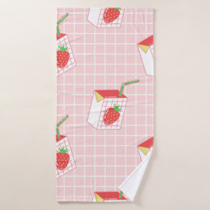Motif sans couture avec lait de fraise caricaturé 