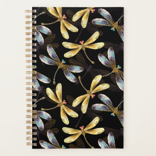 Motif sans couture avec libellules d'or