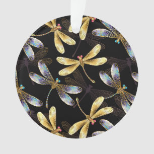 Motif sans couture avec libellules d'or