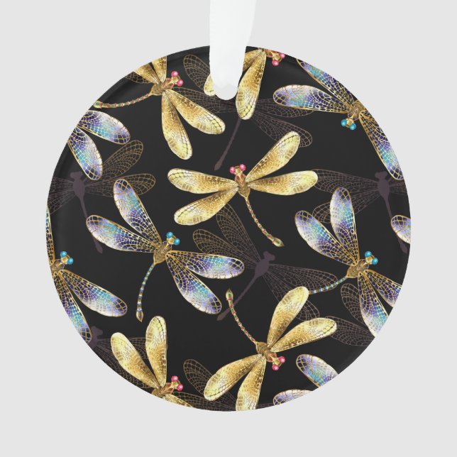 Motif sans couture avec libellules d'or (devant)