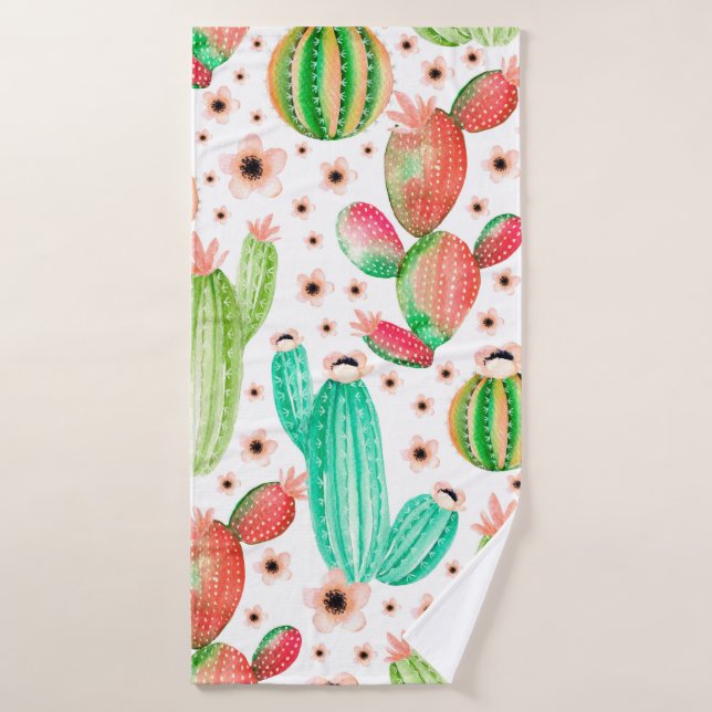 Motif sans couture avec succulents. Aquarelle cact (Serviette de bain)
