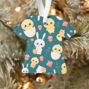 Motif sans couture de poussins et de lapins de Pâq